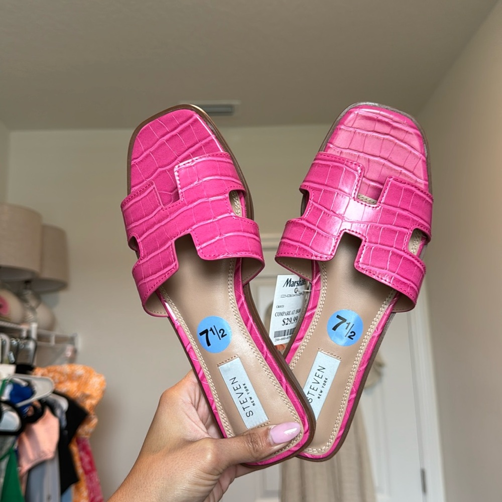 Pink Snakeskin Print Sandals